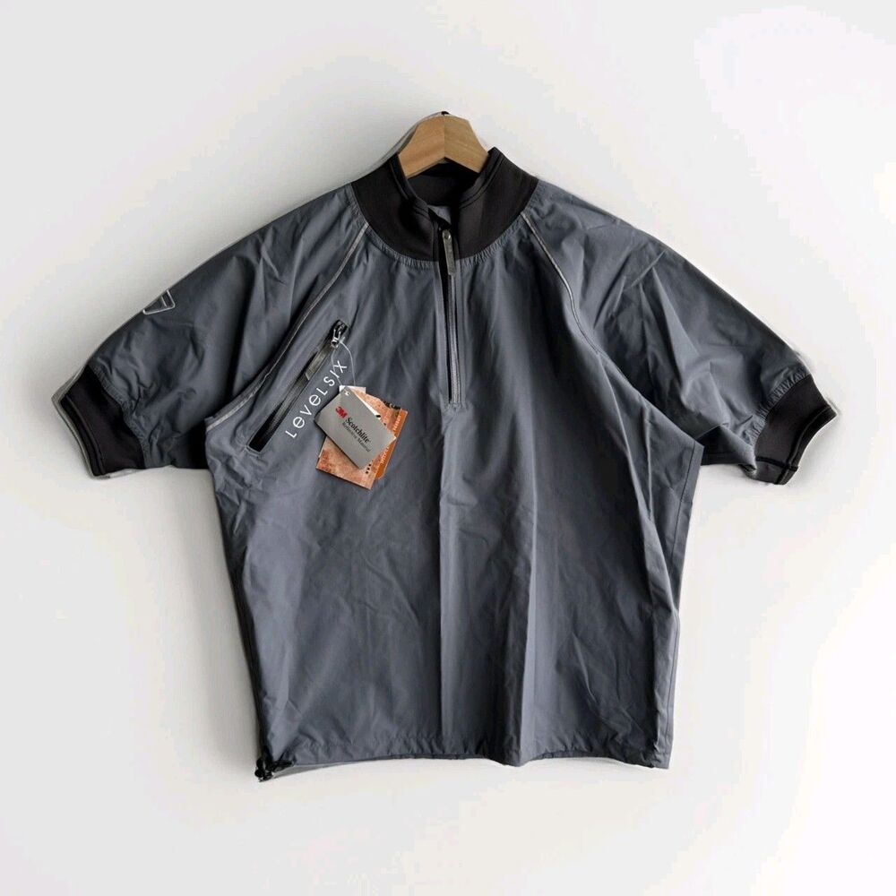 NWT Level Six Jacket Men’s Small Gray Short Sleeve Kayak Paddling Semi Dry Top